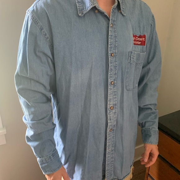 Men’s long sleeve button up. Size Large. High desert printer whatever that is.🤣 - Picture 1 of 5